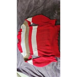 Vintage Thane 100% cotton Sweater,  Men's size Medium,  red,tan,white,gold,black